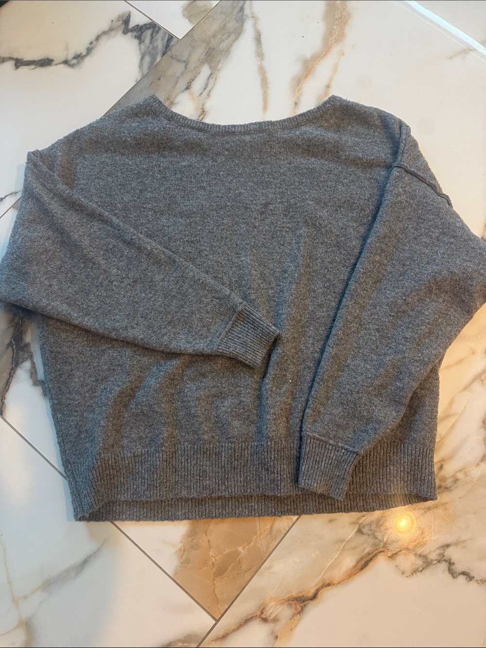 American Eagle Outfitters Gray Scoopneck Crew Sweater